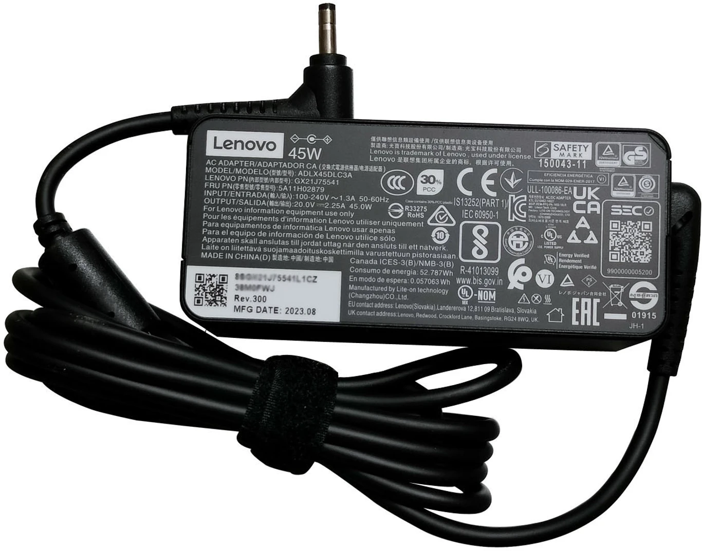 Lenovo 45V Round Tip AC ADLX45DLC3A P/N:GX21M75594 20 W Adapter (Power Cord Included)