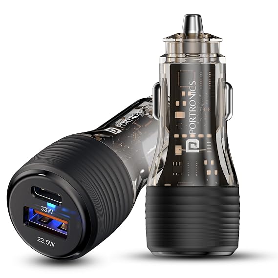 Portronics Car Power View Plus 55.5W Transparent Car Charger